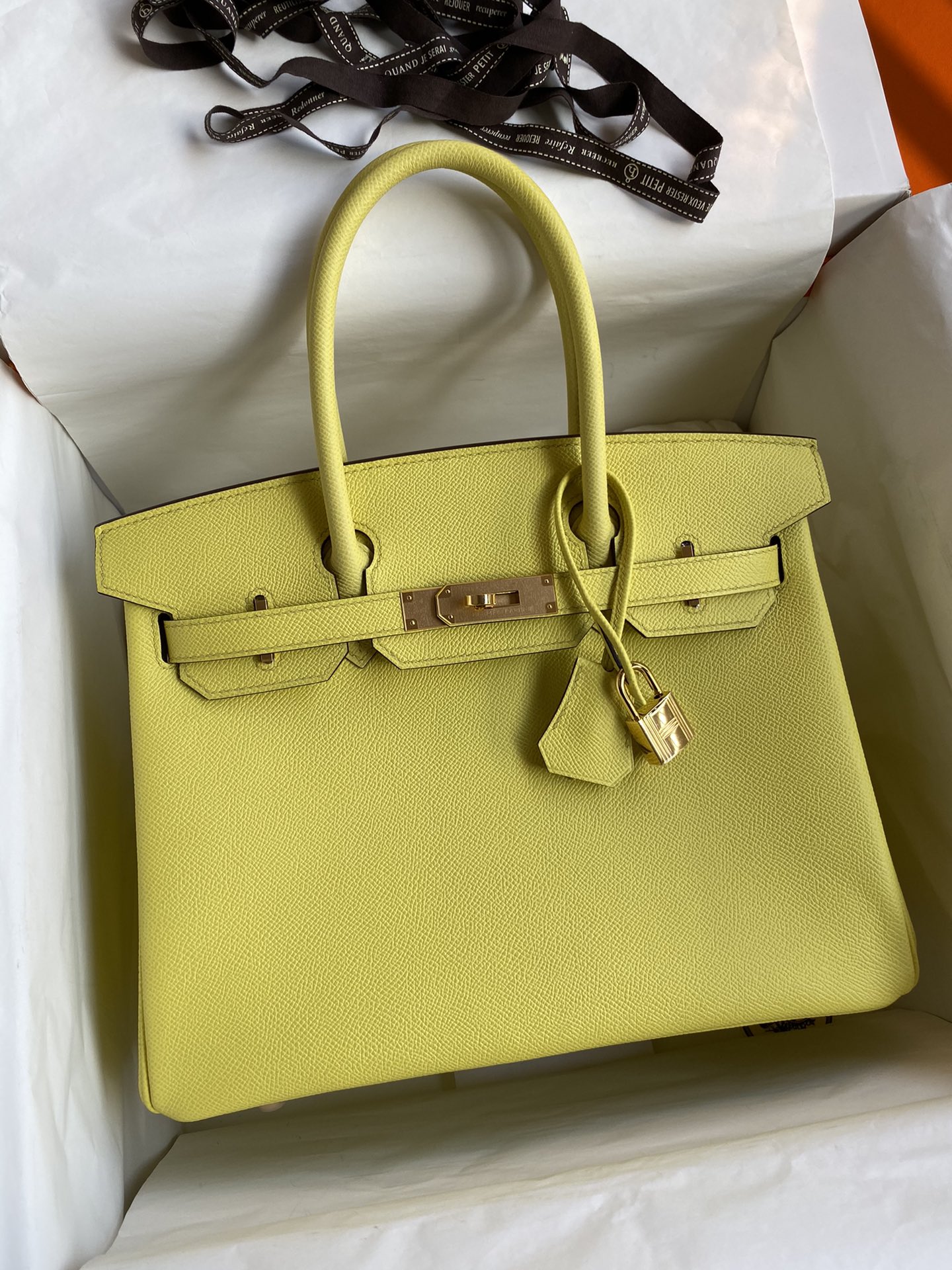 Hermes Birkin 35CM Epsom Leather Handbag Lemon Yellow